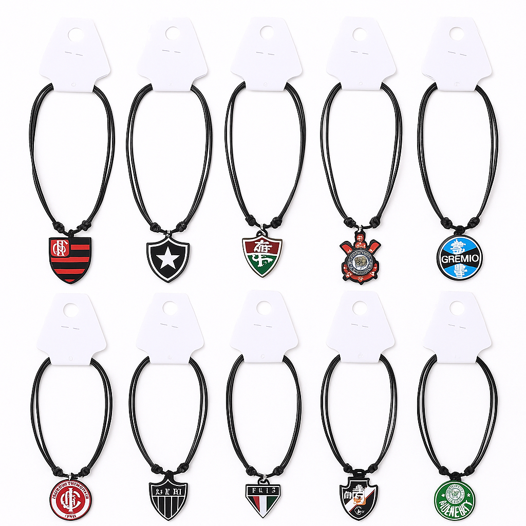 Colar Ajustável Times Brasileirão Escudo Brasão Idêntico aos Modelos Oficiais em Oferta na Shopee