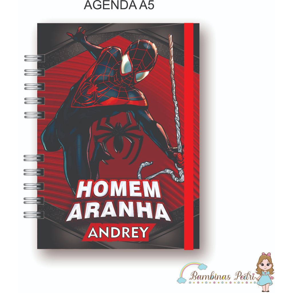 AKit Escolar Homem Aranha Black Agenda Escolar / Creche  Caderno A5 Universitário Brochura Desenho A4 em Oferta na Shopee