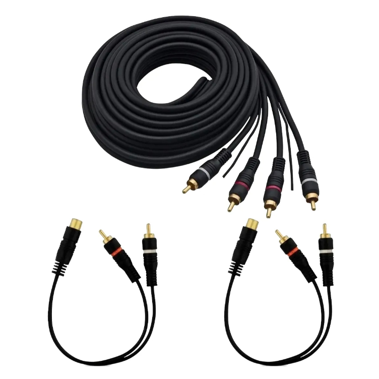 Kit Completo de Cabos Som Automotivo Rca 5 Metros + 2 Cabos Y Carro P/modulo em Oferta na Shopee