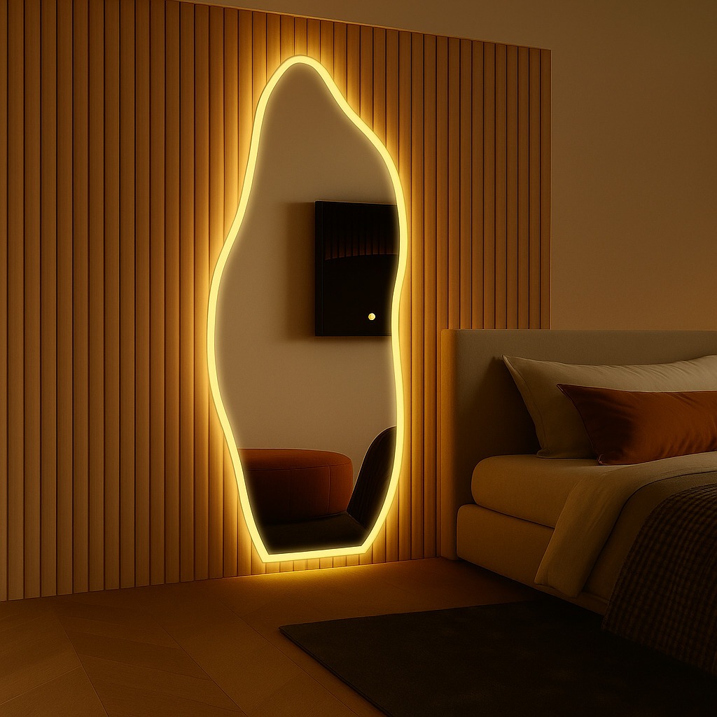 Espelho Organico E06 LED Touch Jateado Borda Infinita Bivolt Corpo Inteiro Banheiro Quarto Closet Sala 3000k 6000k 4000k em Oferta na Shopee