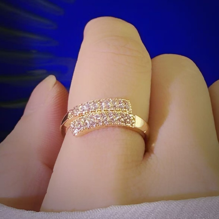 TB Acessórios Moda Feminina Anéis  casamento de Pedra Redonda Brilhante – Prata & Ouro Amarelo