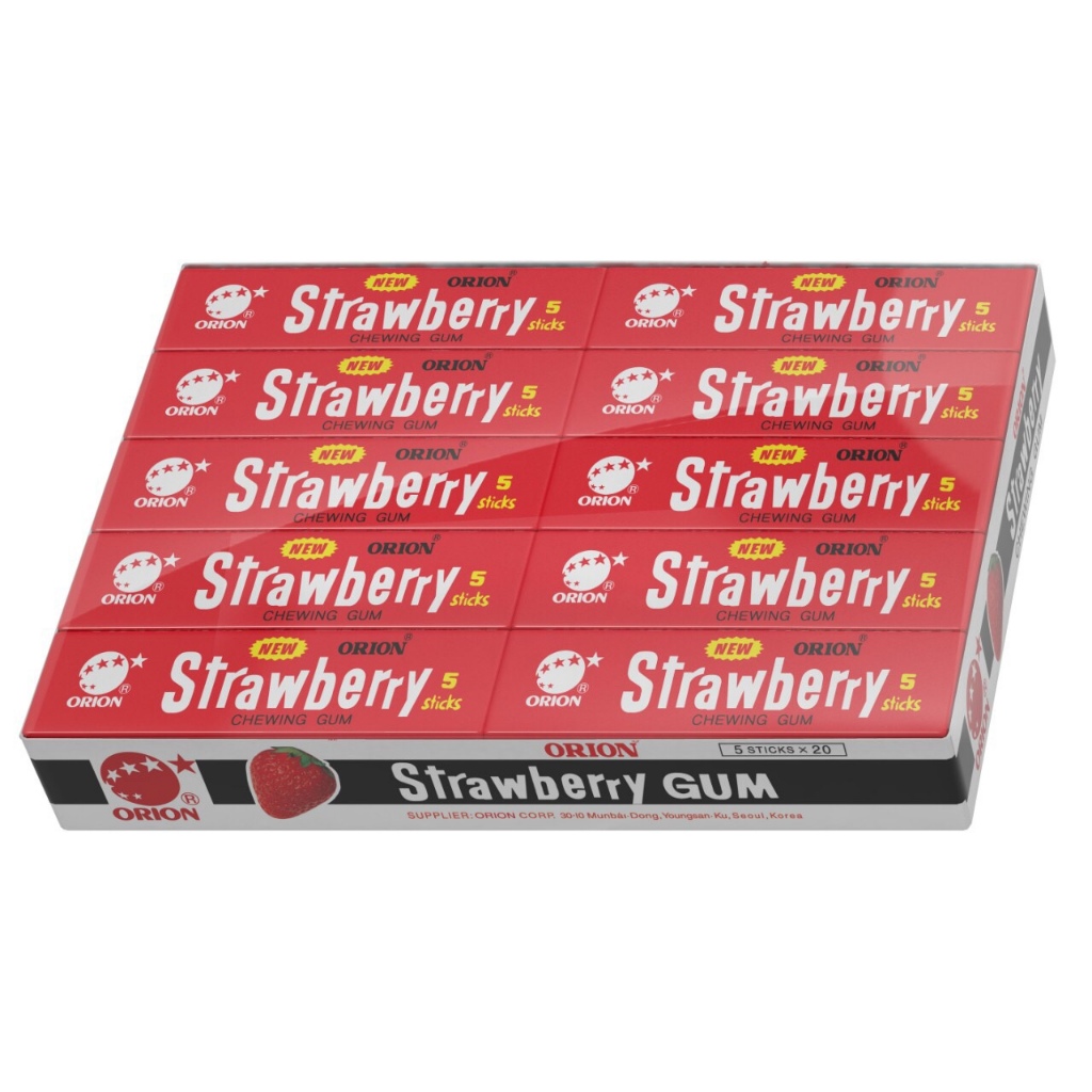 Caixa Chiclete Coreano Orion Morango 20 Unidades com 5 Sticks Cada Doce em Oferta na Shopee