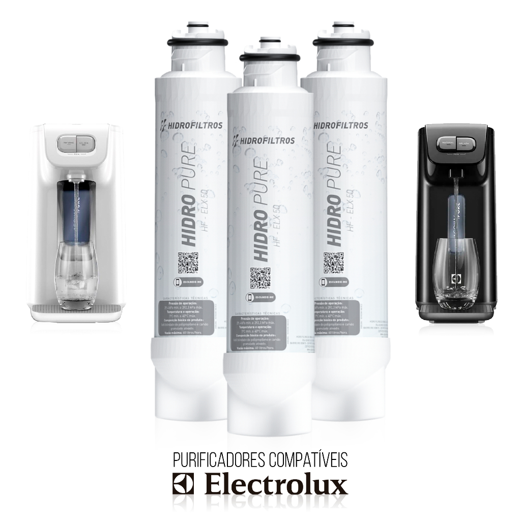 Kit 3/2/1 Refil HidroFiltros filtro compatível purificador Electrolux Pc01b Pc01x Pe15b Pe15x