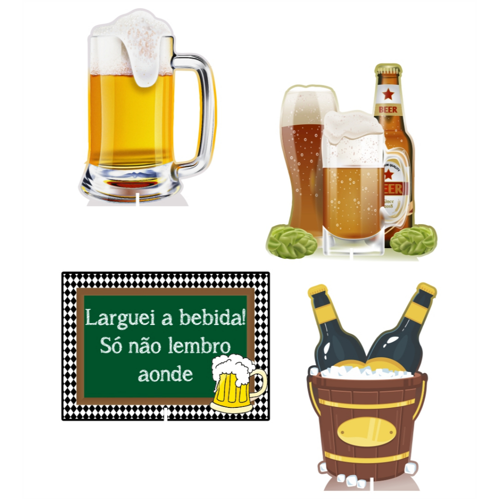 Kit 4 Displays Boteco 20cm - Vinil Fosco - Totem Decoração Aniversário - ENVIO RÁPIDO em Oferta na Shopee