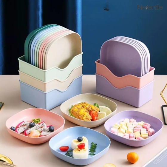 Kit Conjunto 10/20/30 Pratos Com Base Plásticos Duros Reutilizaveis em Oferta na Shopee