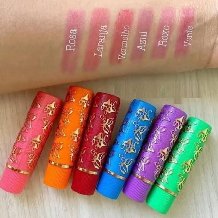 Kit 6 E 12 Unidades Batom Mágico Coloridos da Vovó 24 Horas Longa Duração - Bella Femme em Oferta na Shopee