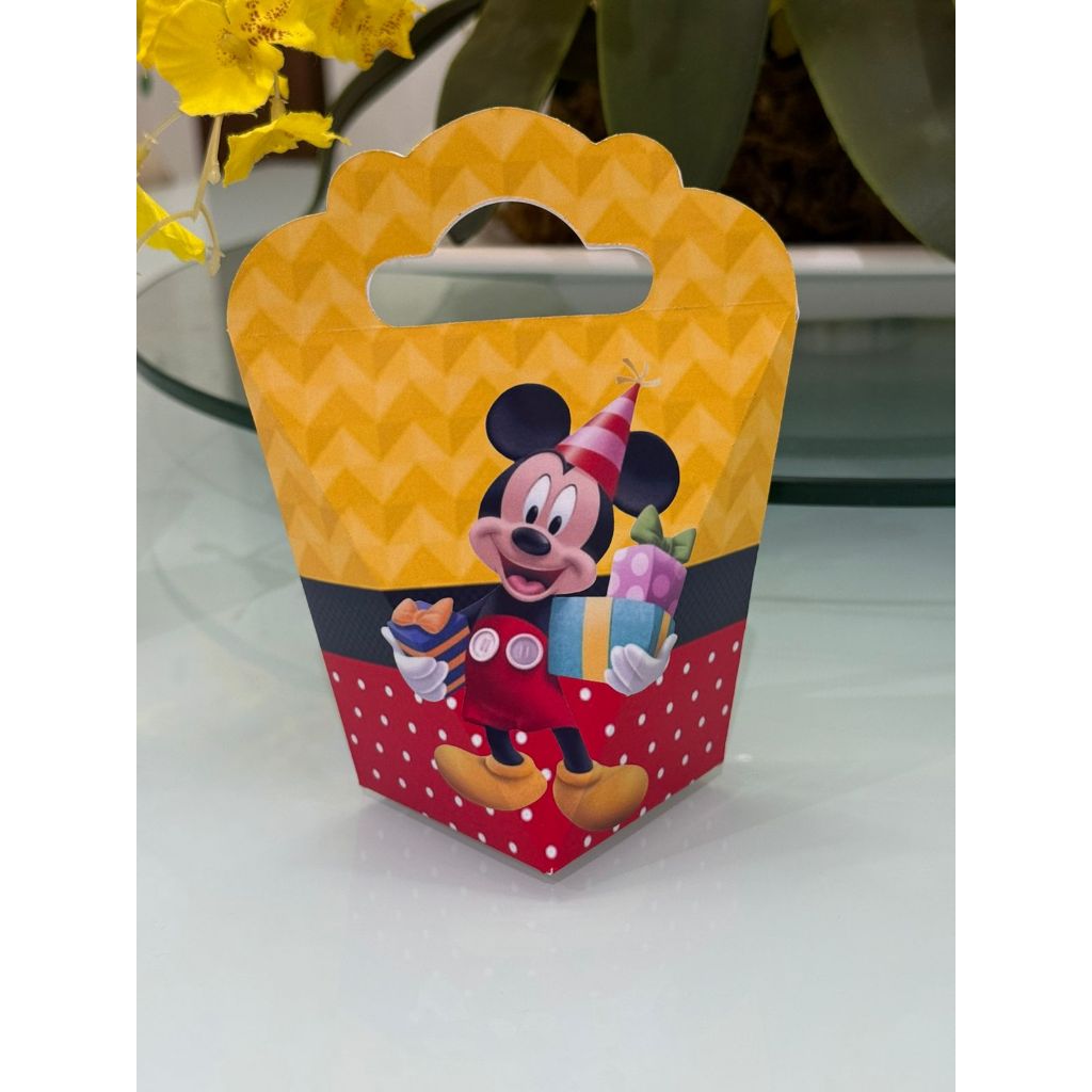 10 Caixinhas Personalizadas Mickey  – Lembrancinha Festa Infantil Aniversário – Triangulove Papel Fotográfico 180g
