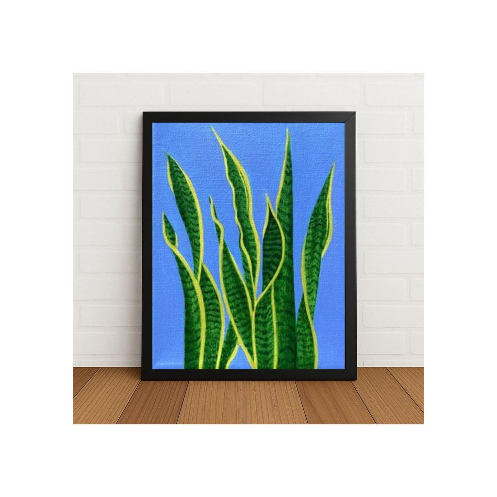 Quadro Espada de São Jorge em Fundo Azul C/ Moldura E Vidro