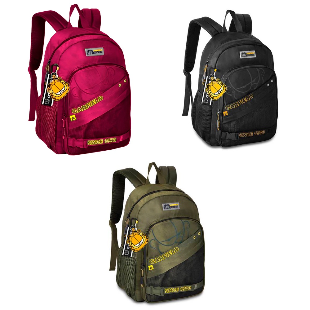 Mochila De Costas Garfield Com Chaveiro Oficial 17,5" - Clio