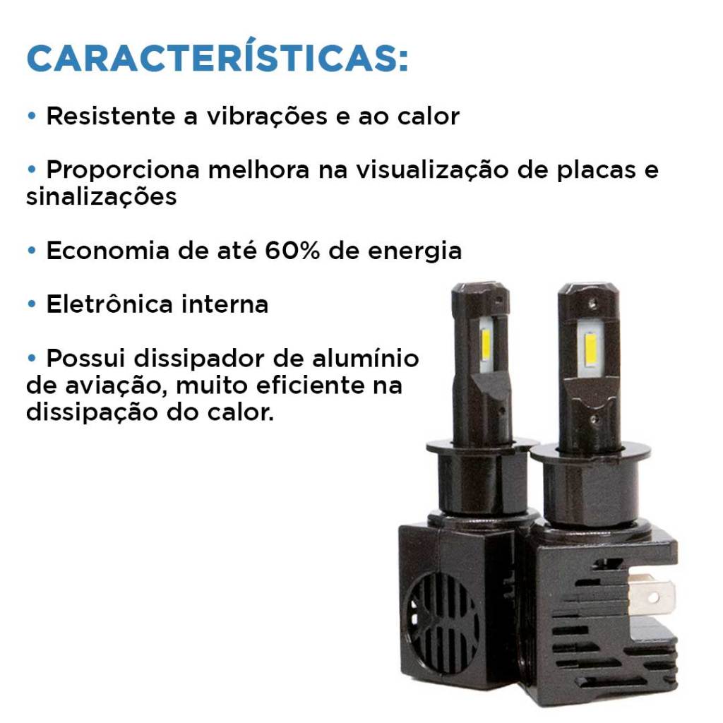 Lâmpada Ultra Led Force One H3 12V 24V 6000K Tech One