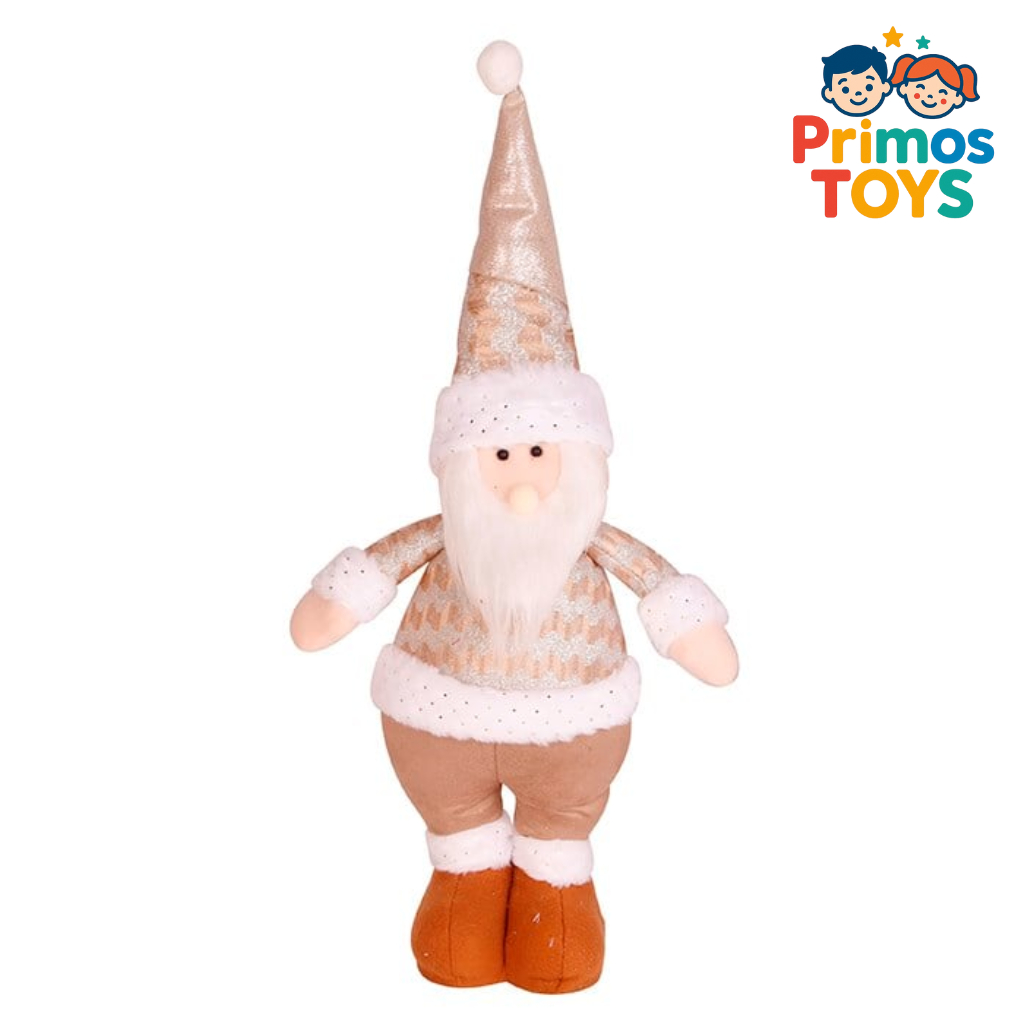 Gnomo de Natal Papai Noel Dourado e Champanhe Boneco Decorativo Luxo 44cm