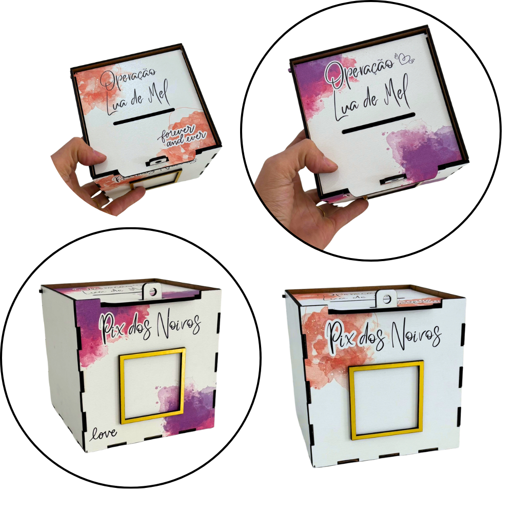 CAIXA PIX PARA CASAMENTO AQUARELA PARA CASAMENTO OPERAÇÃO LUA DE MEL E CORTE DA GRAVATA QR CODE PIX em Oferta na Shopee