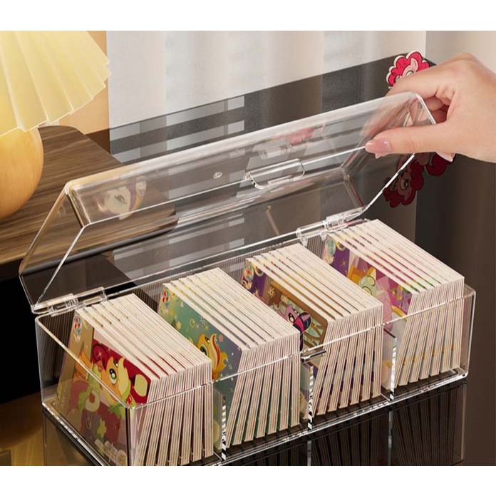 Estojo Caixa organizadora multi uso Armazenamento 4 divisoria com tampa em Oferta na Shopee