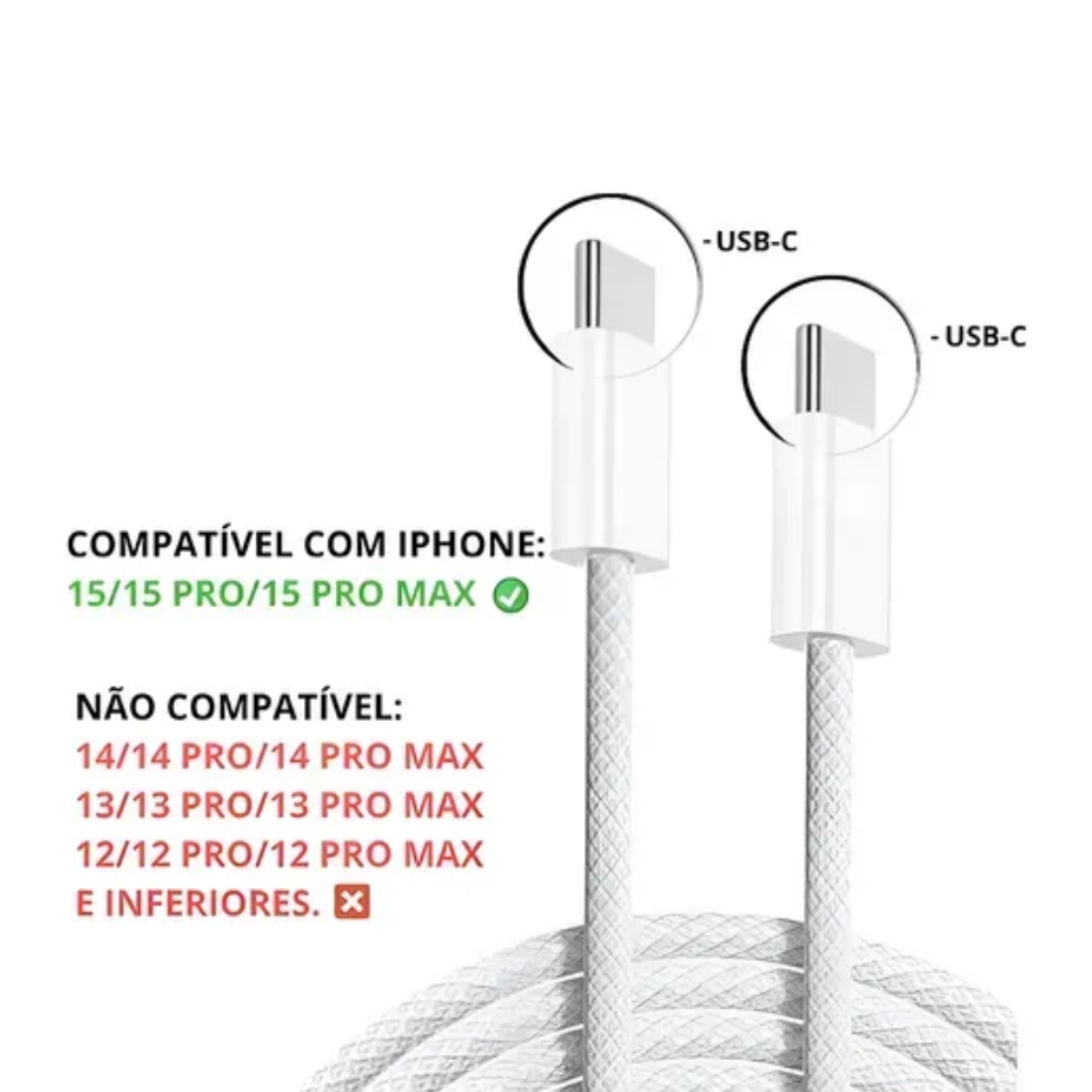 Cabo Carregador 2metros P/ Iphone 15 E 16 Original Apple +nf Branco em Oferta na Shopee