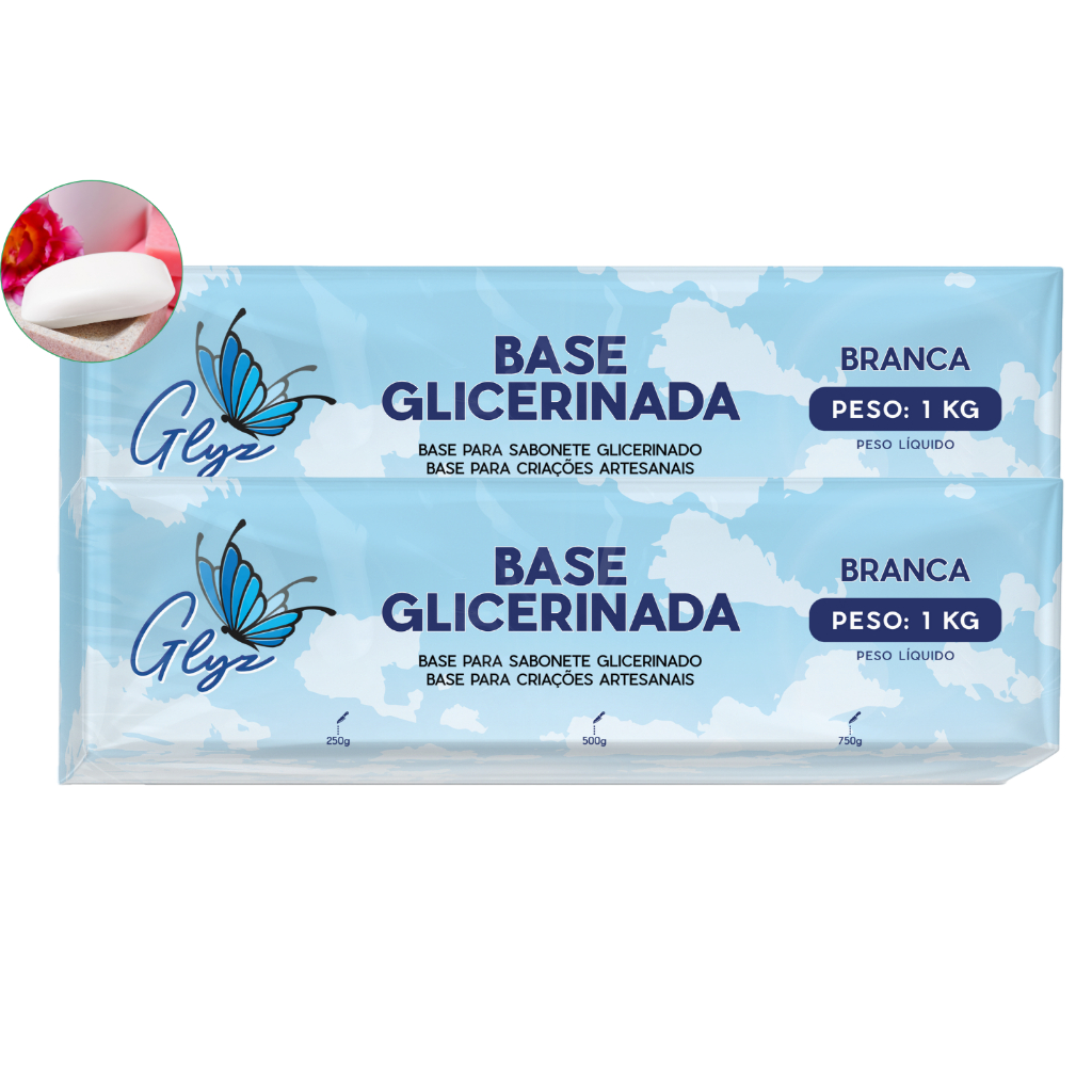 Kit 2 Base Glicerina Branca ou Transparente 1kg - Sabonete Artesanal com um toque suave e agradável à pele
