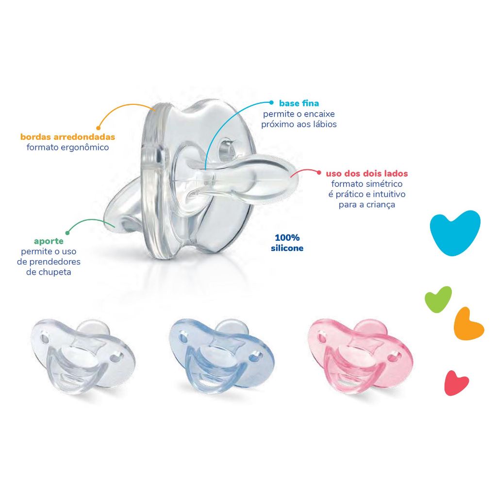 Chupetas Lillo soft calming 100% silicone bico tamanho 1