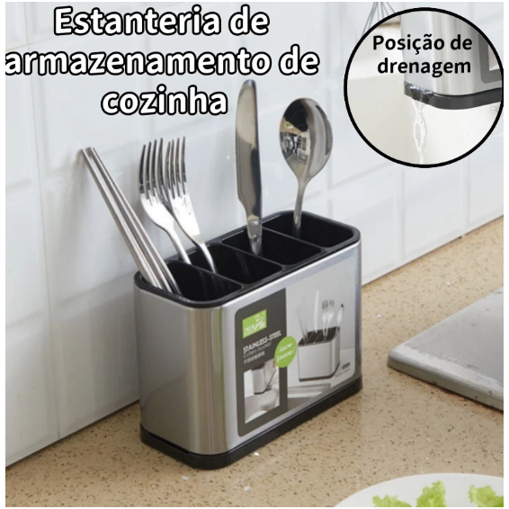 Cozinha Talheres Escorredor Aço Inox Vazado Pia