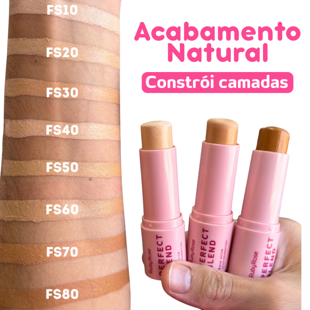 Base em Bastão Stick Ruby Rose Perfect Blend – Acabamento Natural – Linha Rosa | HB805 em Oferta na Shopee
