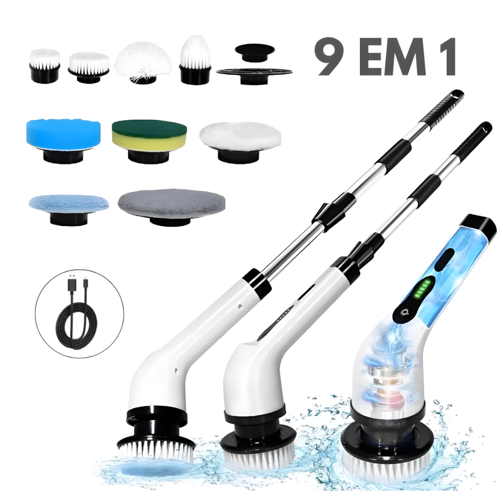 Esfregão Mop 9 Em 1 Escova De Limpeza Elétrica Multiuso Rotatória Magica Limpa Canto Friso Banheiro em Oferta na Shopee