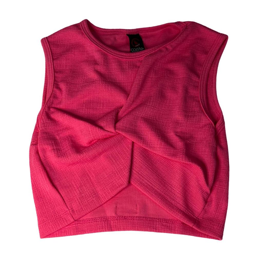 Blusa feminina -  Juvenil - Cropped Regata transada -Tamanho: 16 - Marca: Costão -  Menina, Cor: pitaya , perfeita para