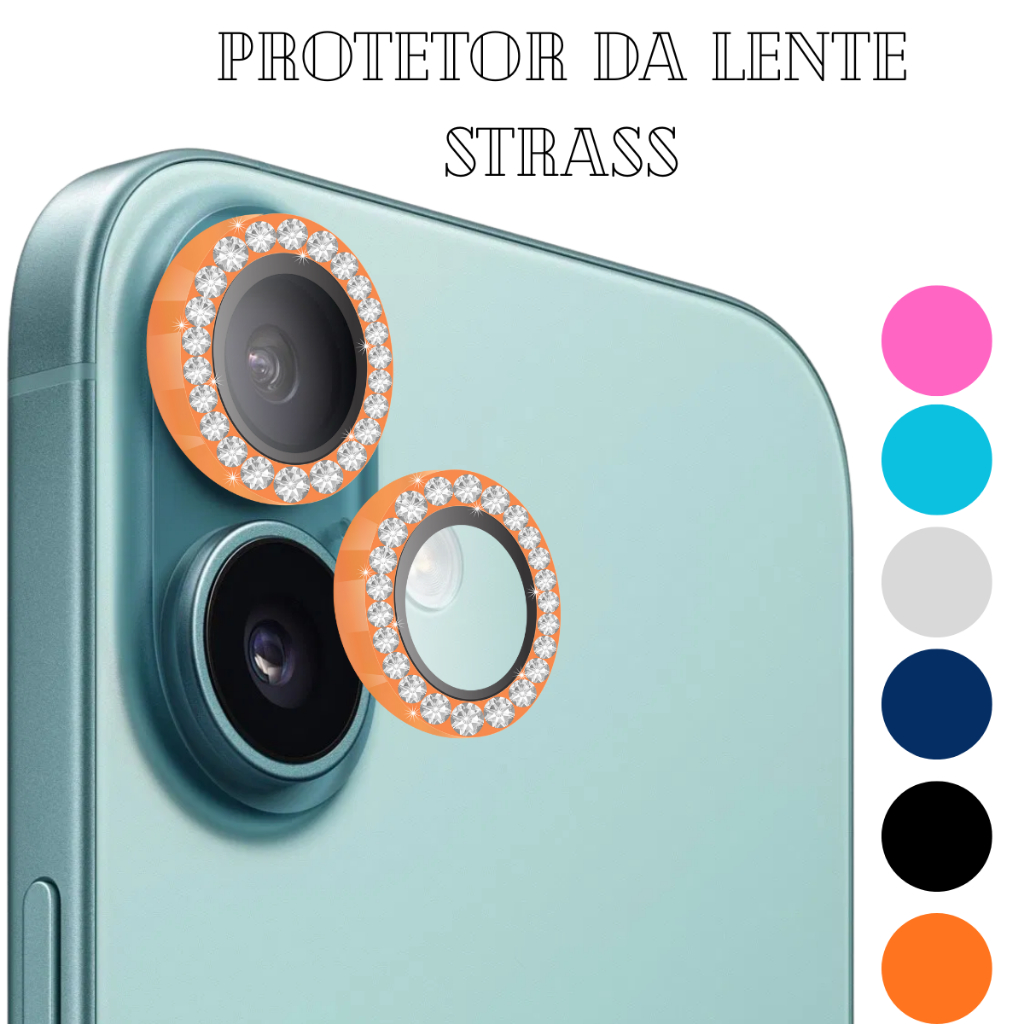 Película Protetor Da Câmera Luxo Brilho Strass Para iPhone 17 em Oferta na Shopee