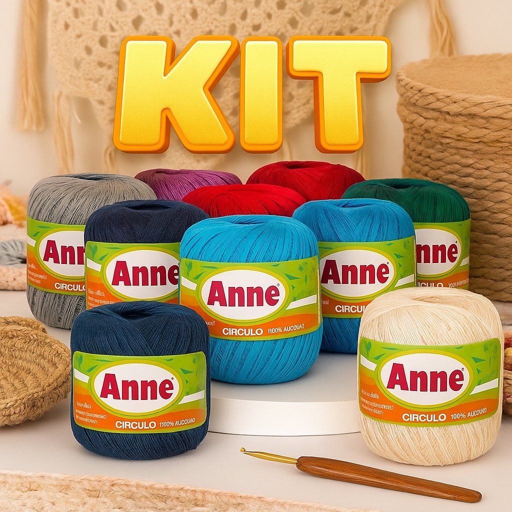 Kit Linha Anne 65 Metros Círculo | Fio 100% Algodão Mercerizado para Crochê, Bordado e Artesanato em Oferta na Shopee