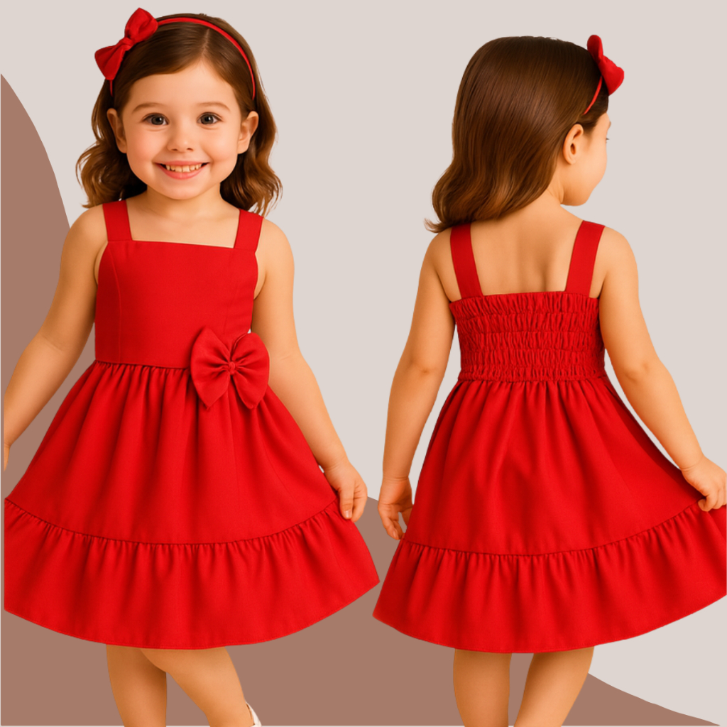 Vestido Infantil Encantado Com Laço Removível Verão Leve e Confortável - PB em Oferta na Shopee