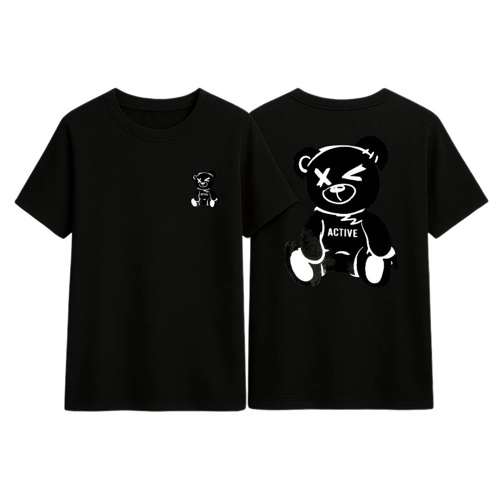 Camiseta Urso Black Estampa Tendência lançamento Envio Ja Casual Estilosa