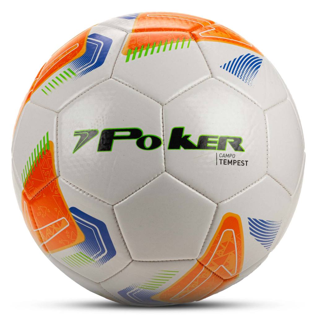 Bola de Futebol Campo Tempest Poker Costurada N5 32 Gomos Laranja/Cinza/Preta