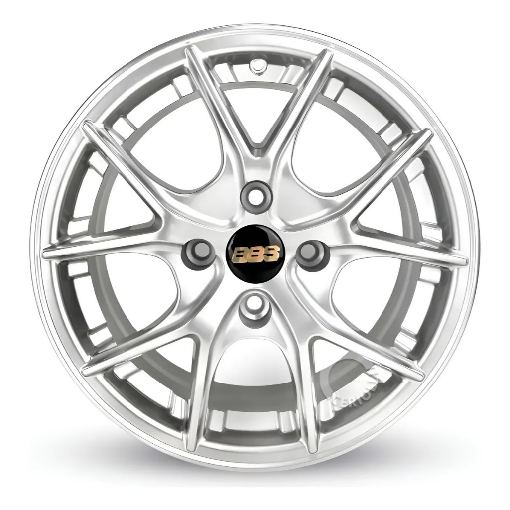 Kit 4 Rodas Aro 14 4x100 Bbs VW Gol Parati Saveiro Voyage Ci-r Cor Prata Bicos de Brinde M28