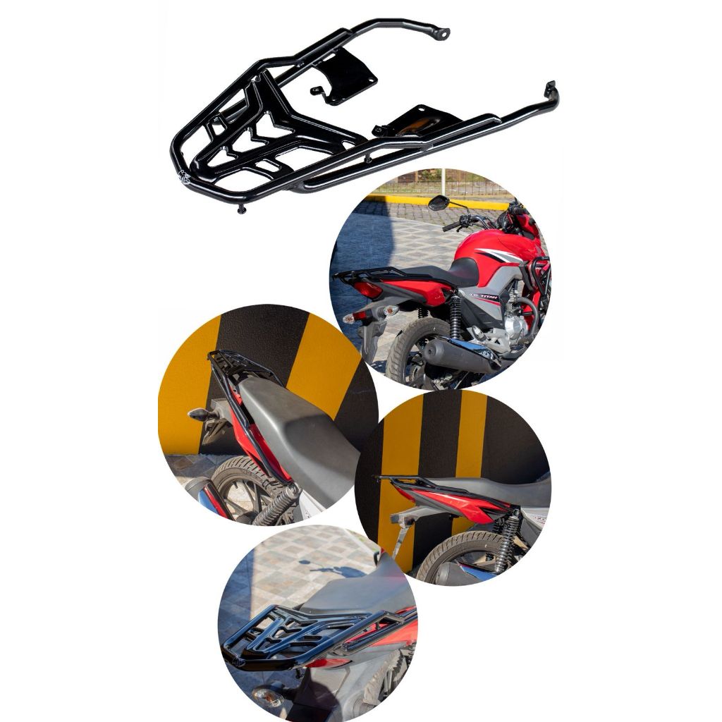 Bagageiro Vision Longo CG Titan 160 2015 2016 2017 2018 2019 2020 2021 2022 2023 2021 2022 2023 2024 Preto em Oferta na Shopee