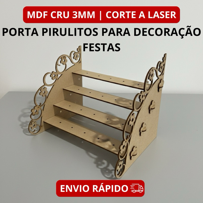 Porta Pirulitos MDF Corte a Laser – Suporte para Decoração de Festa em Oferta na Shopee