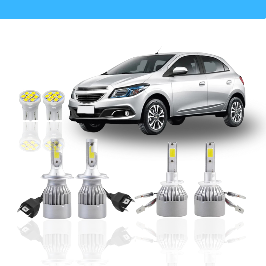 Kit Lâmpada Led Chevrolet Ônix 2012 2013 2014 2015 2016 (Farol Baixo Alto Milha Farolete) H4 H27 T10 Super Led