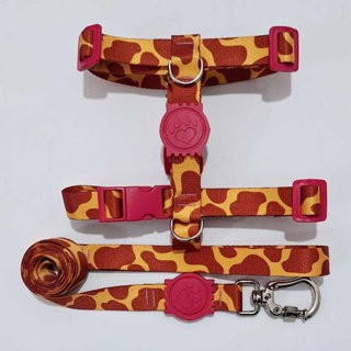 Peitoral H Anti-puxão estampa girafa rosa para cachorro em Oferta na Shopee