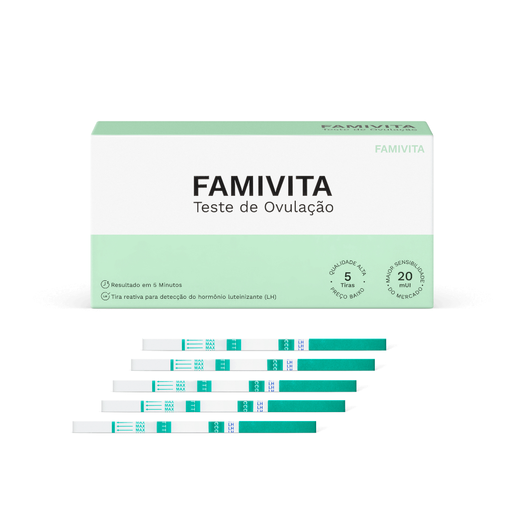 Teste de Ovulação Famivita com 5 Tiras – Alta Sensibilidade para Detectar o Período Fértil em Oferta na Shopee