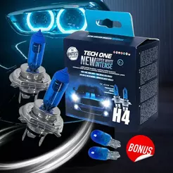 Par Lampada Super Branca H4 8500k Tipo Xenon 12v 60/55w Techone + Lâmpada T10 BRINDE