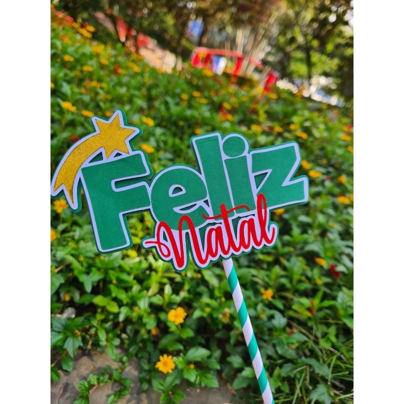 Topo Personalizado/Topo de Bolo de Natal/Decoração Natal/Topo Feliz Natal/Feliz Natal/Natal/Topo de Bolo