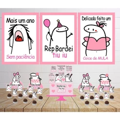 Kit só um bolinho Rep bardei, festa em casa personalizado com nome e idade do aniversáriante.