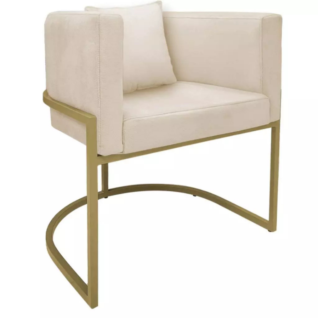 Poltrona Luna Base de Metal + Almofada Brinde Luxo