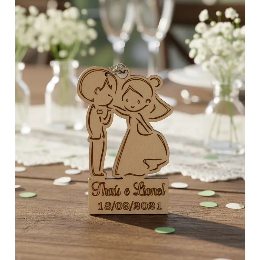 Kit Chaveiro Lembrancinha Casamento Noivinhos Mdf Personalizados