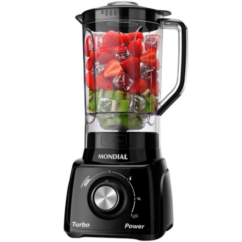 Liquidificador Mondial Turbo Power L-99 FB - Preto com Filtro 3 Velocidades 550W - 220V ou 127v