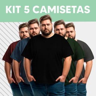 Kit 5 Camisetas Plus Size Unissex Fio 30.1 Penteado 100% Algodão Premium Conforto em Oferta na Shopee