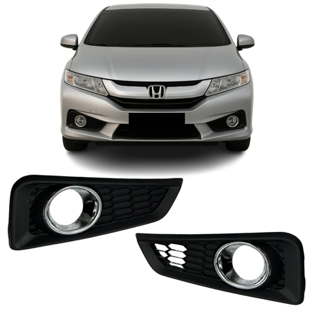 Par Moldura Cromada Milha Neblina Honda City 2015 2016 2017