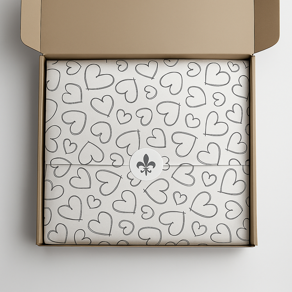 Papel Seda Coração 35x50 Estampado Premium