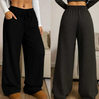 Calça Pantalona Feminina Social Tecido Anarruga Malha Importada Tendência Cintura Alta Perna Larga em Oferta na Shopee