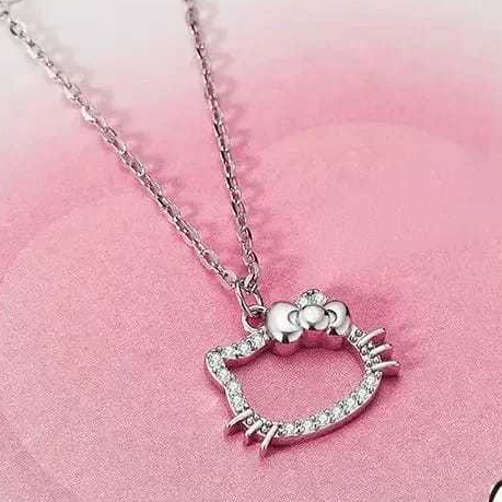Colar Pingente Olá gatinha Kitty Brilhante Strass Kawaii Fofo Corrente Aço Inox Choker Gargantilha Presente em Oferta na Shopee