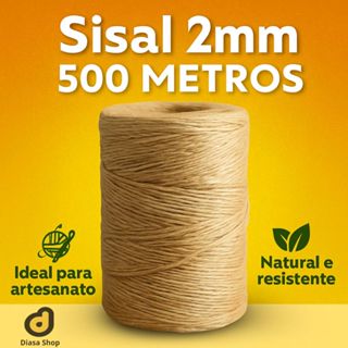 Cordão de Sisal Natural 2mm 500m – Fio Resistente para Artesanato, Decoração e Arranhador em Oferta na Shopee
