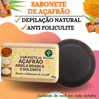 Sabonete de Açafrão dolomita Depilação natural Anti Foliculite Clareador 90g - Skin Care em Oferta na Shopee