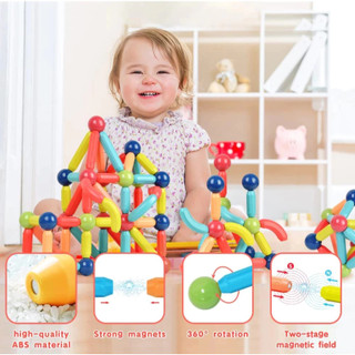 128/158 Blocos Bastões Magnéticos Peças Construção de Montar 3D Imã Brinquedo Infantil Ed…