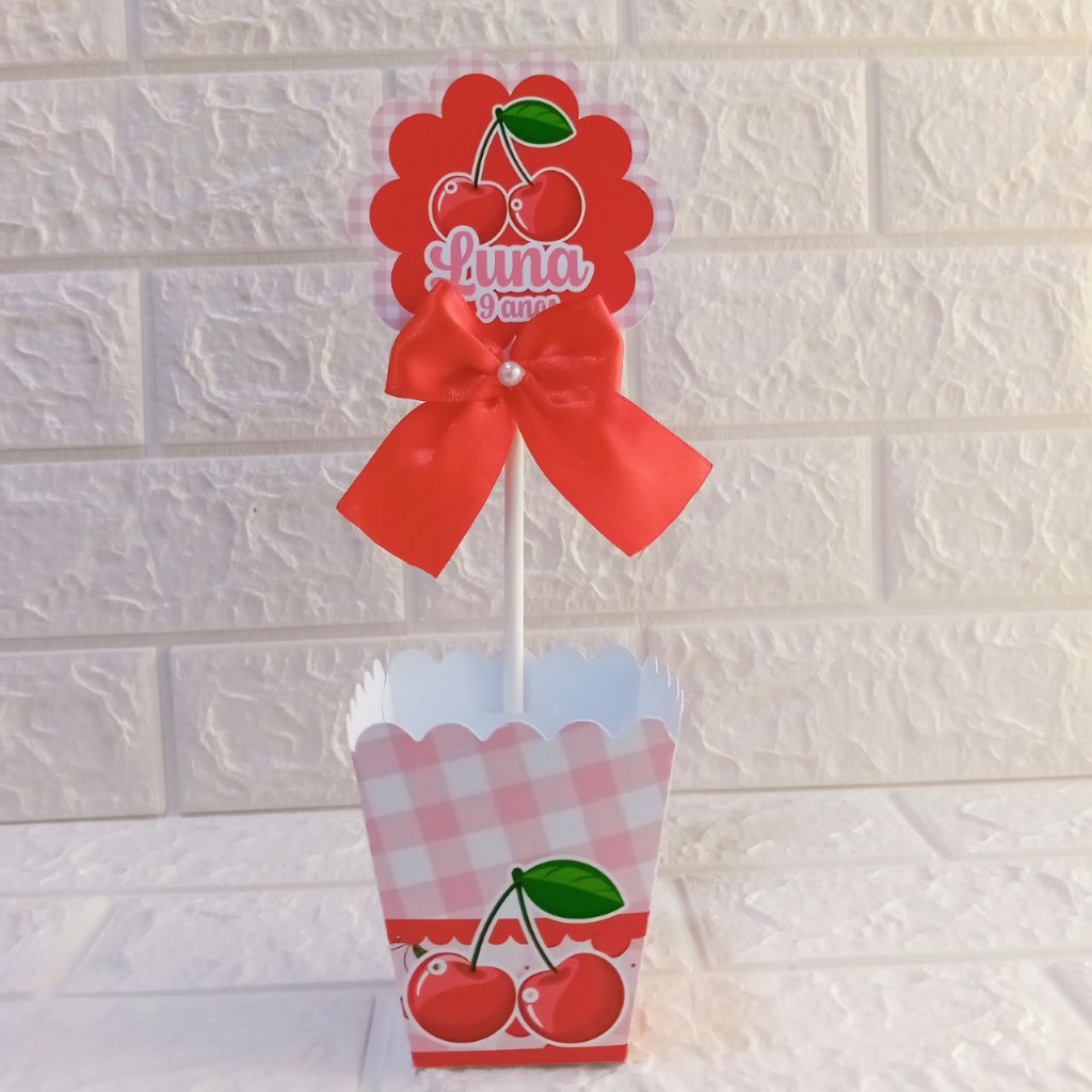 Cerejinha Centro de Mesa Personalizados | Aniversário | Festa Infantil | Lembrancinhas Personalizadas | Festa